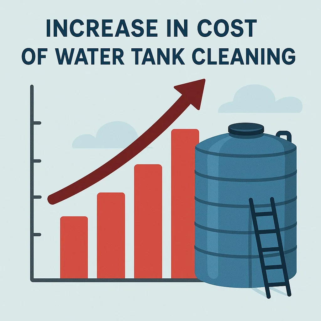 Increase in cost of water tank cleaning - bar chart illustration