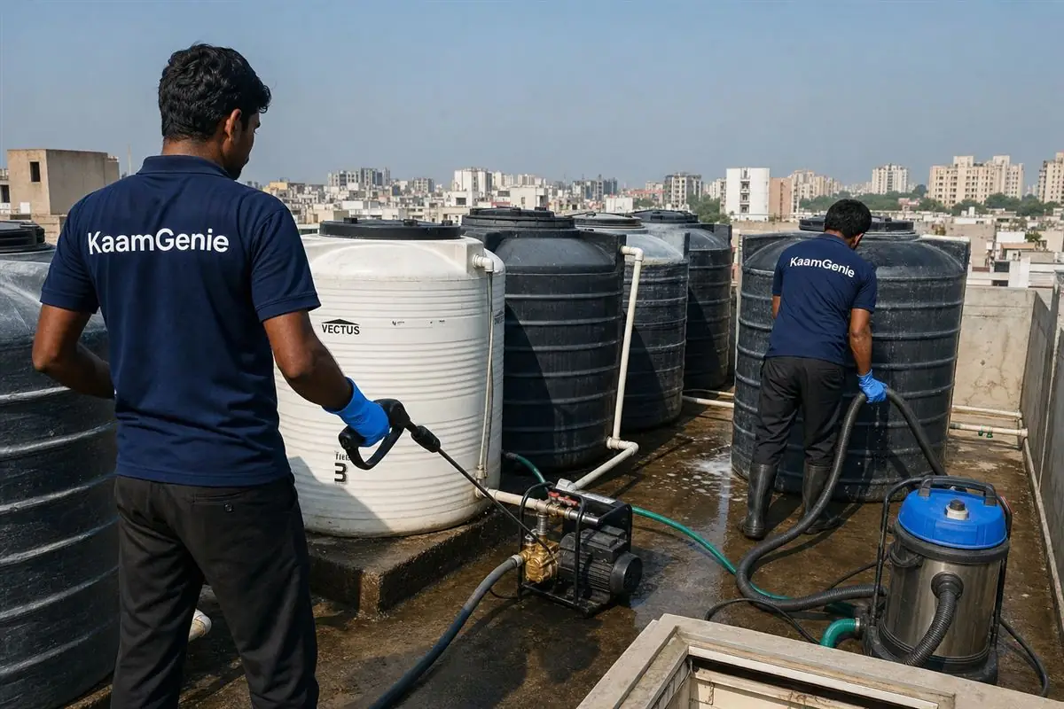 KaamGenie crew doing society and rwa tank cleaning in Faridabad