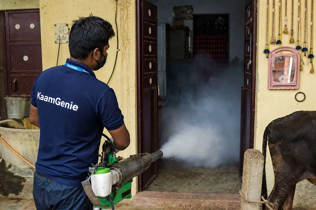 KaamGenie pest control technician treating a Alipur property in North Delhi / Central Delhi