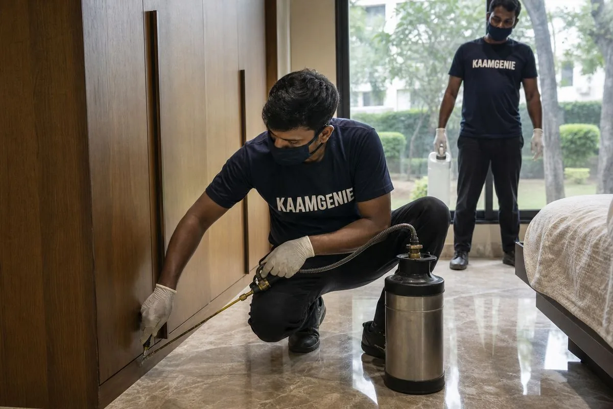 KaamGenie pest control technician treating a Ardee City property in Gurgaon