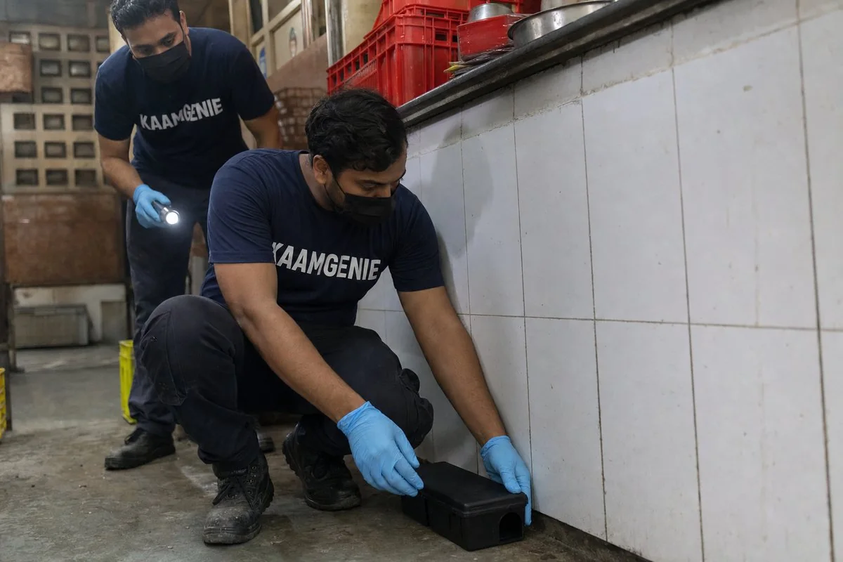 KaamGenie pest control technician treating a CR Park property in South Delhi