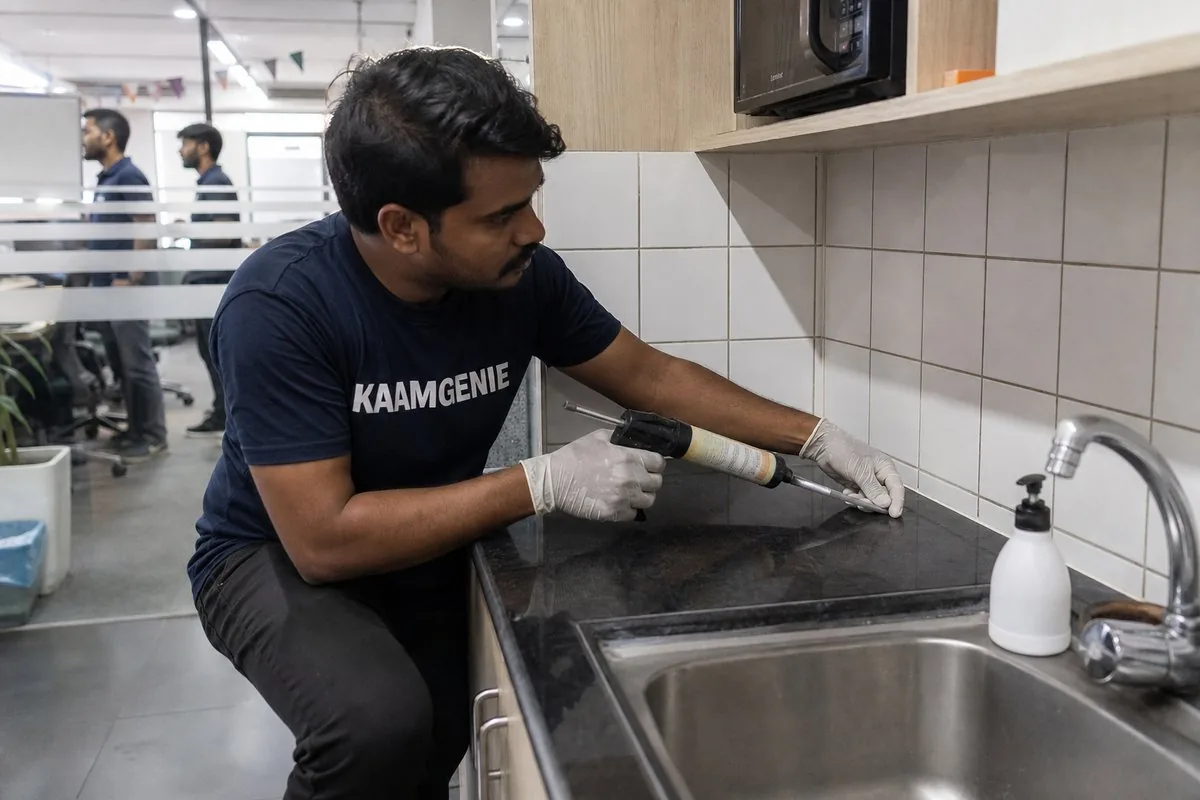 KaamGenie pest control technician treating a Cyber City property in Gurgaon