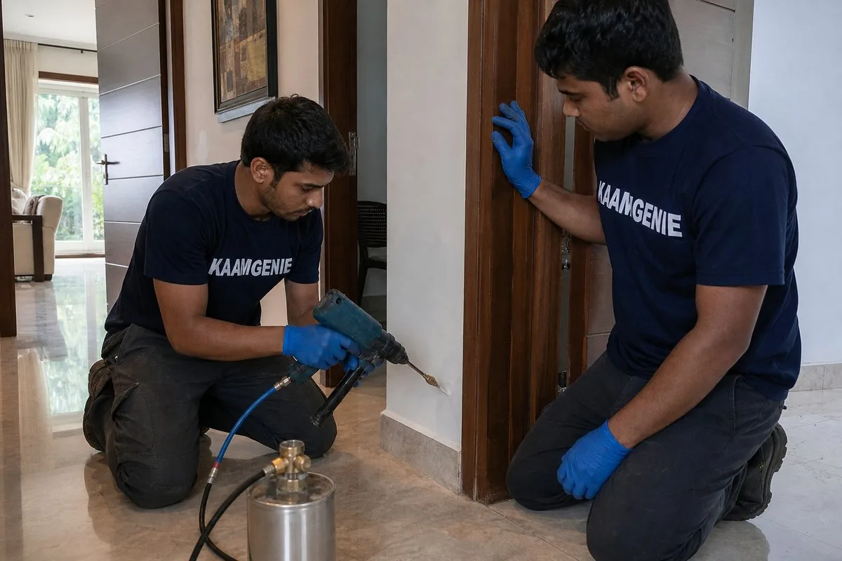 KaamGenie pest control technician treating a DLF Phase 1 property in Gurgaon
