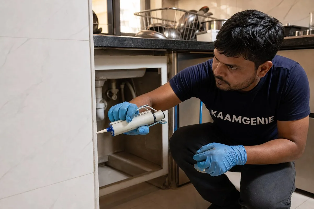 KaamGenie pest control technician treating a DLF Phase 2 property in Gurgaon