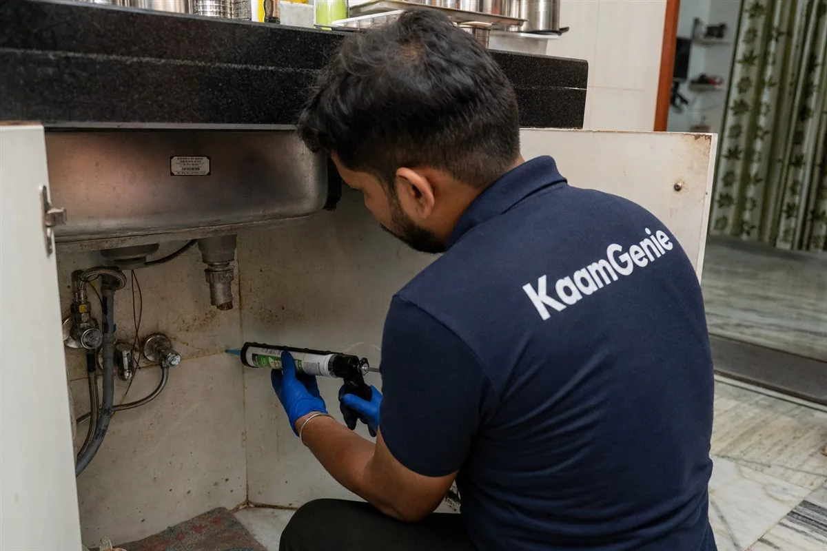 KaamGenie pest control technician treating a Dwarka Sector 25 property in West Delhi