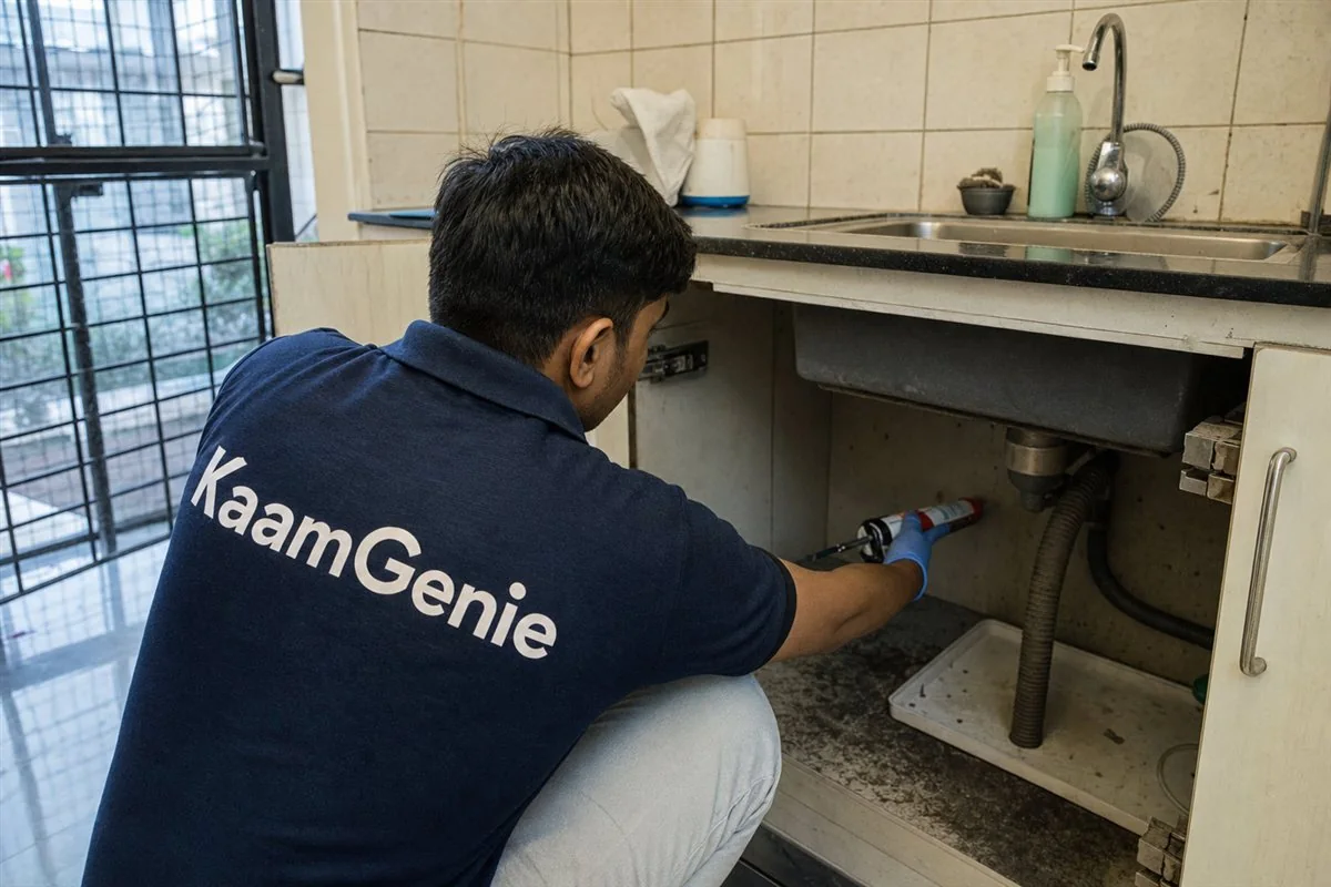 KaamGenie pest control technician treating a Dwarka Sector 7 property in West Delhi