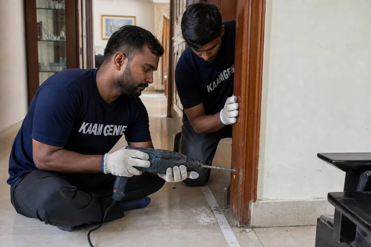 KaamGenie pest control technician treating a Ashoka Enclave property in Faridabad