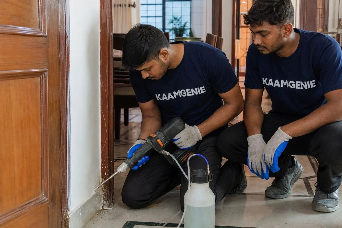 KaamGenie pest control technician treating a Sector 11 property in Faridabad