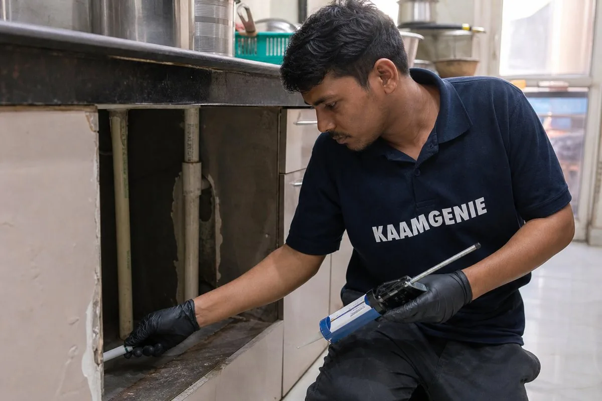 KaamGenie pest control technician treating a Sector 12 property in Faridabad
