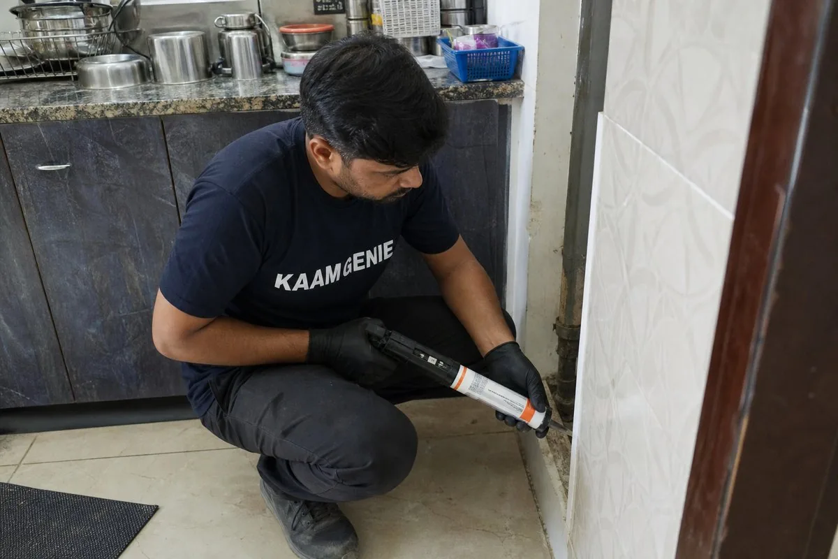 KaamGenie pest control technician treating a Sector 18 property in Faridabad