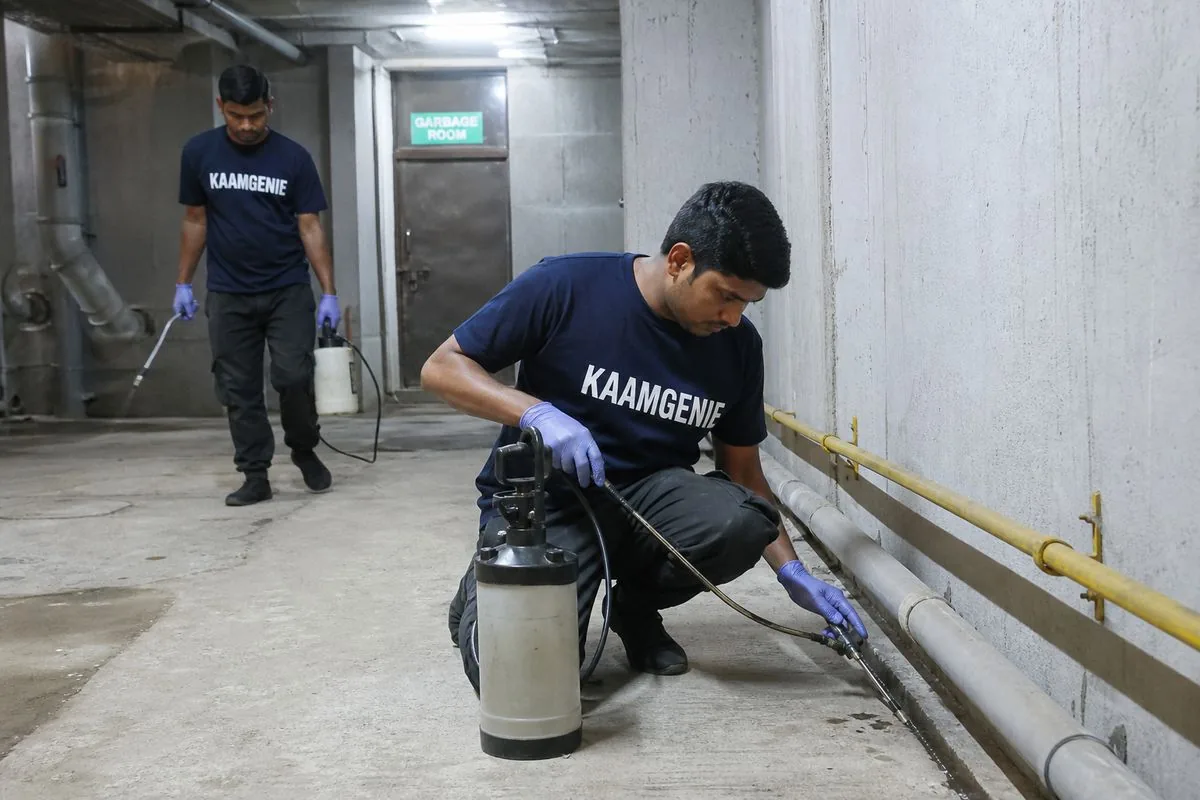 KaamGenie pest control technician treating a Sector 21 property in Faridabad