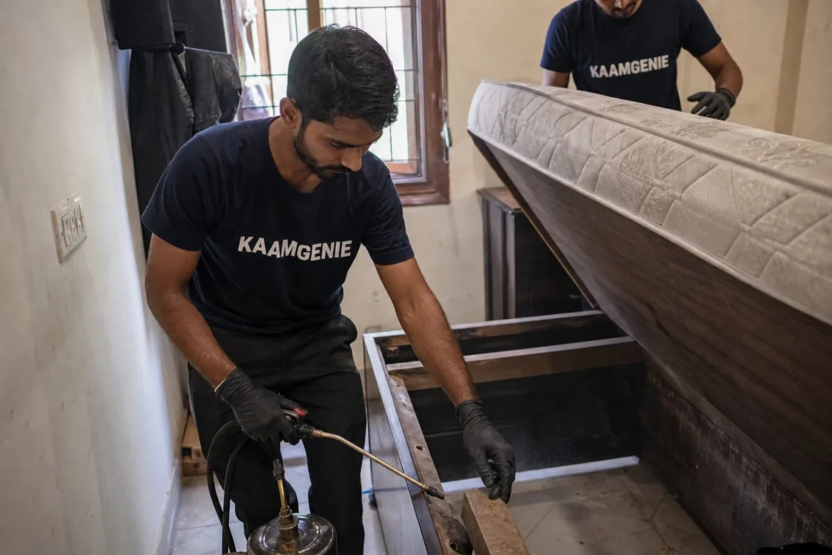 KaamGenie pest control technician treating a Sector 22 property in Faridabad