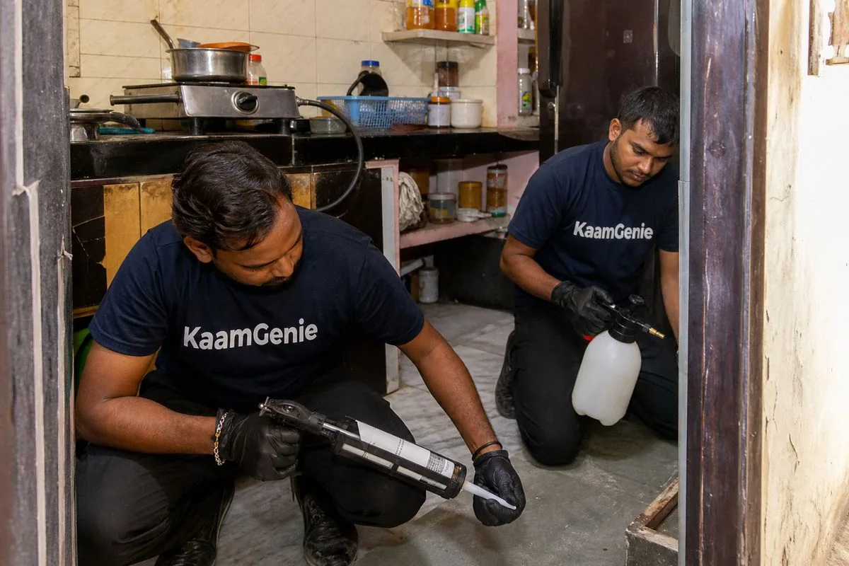 KaamGenie pest control technician treating a Sector 23 property in Faridabad