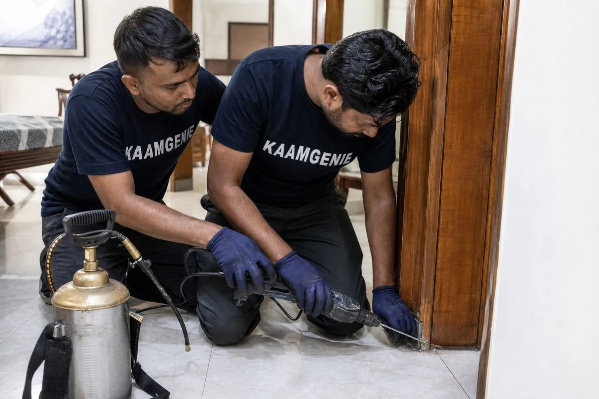 KaamGenie pest control technician treating a Sector 34 property in Faridabad