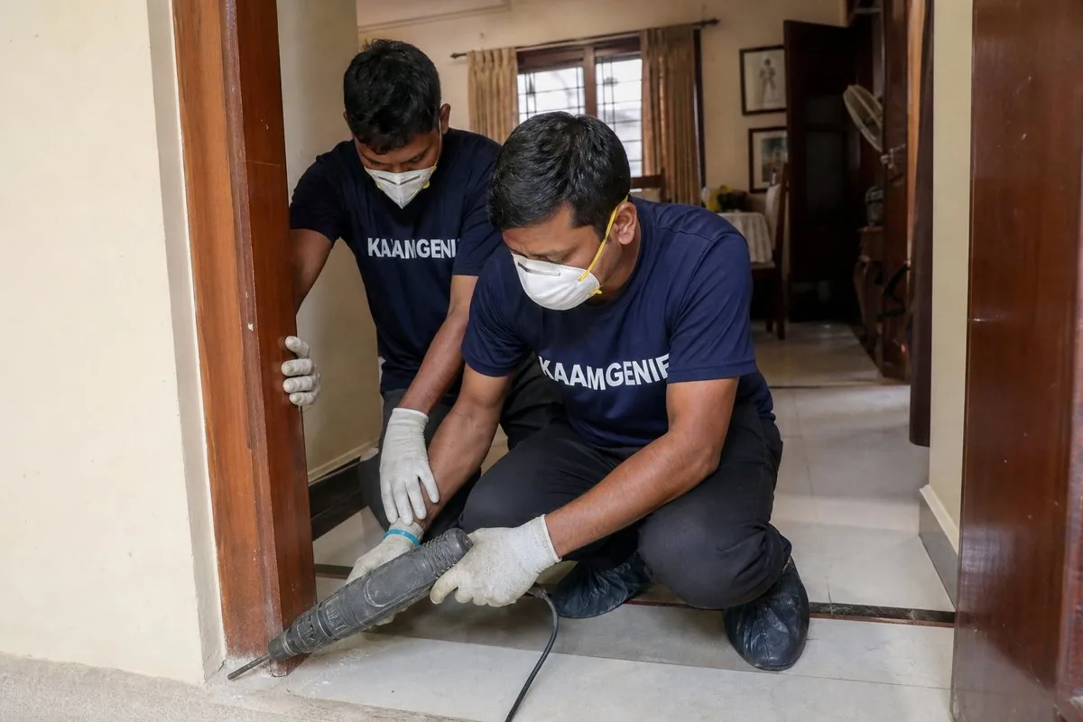 KaamGenie pest control technician treating a Sector 37 property in Faridabad