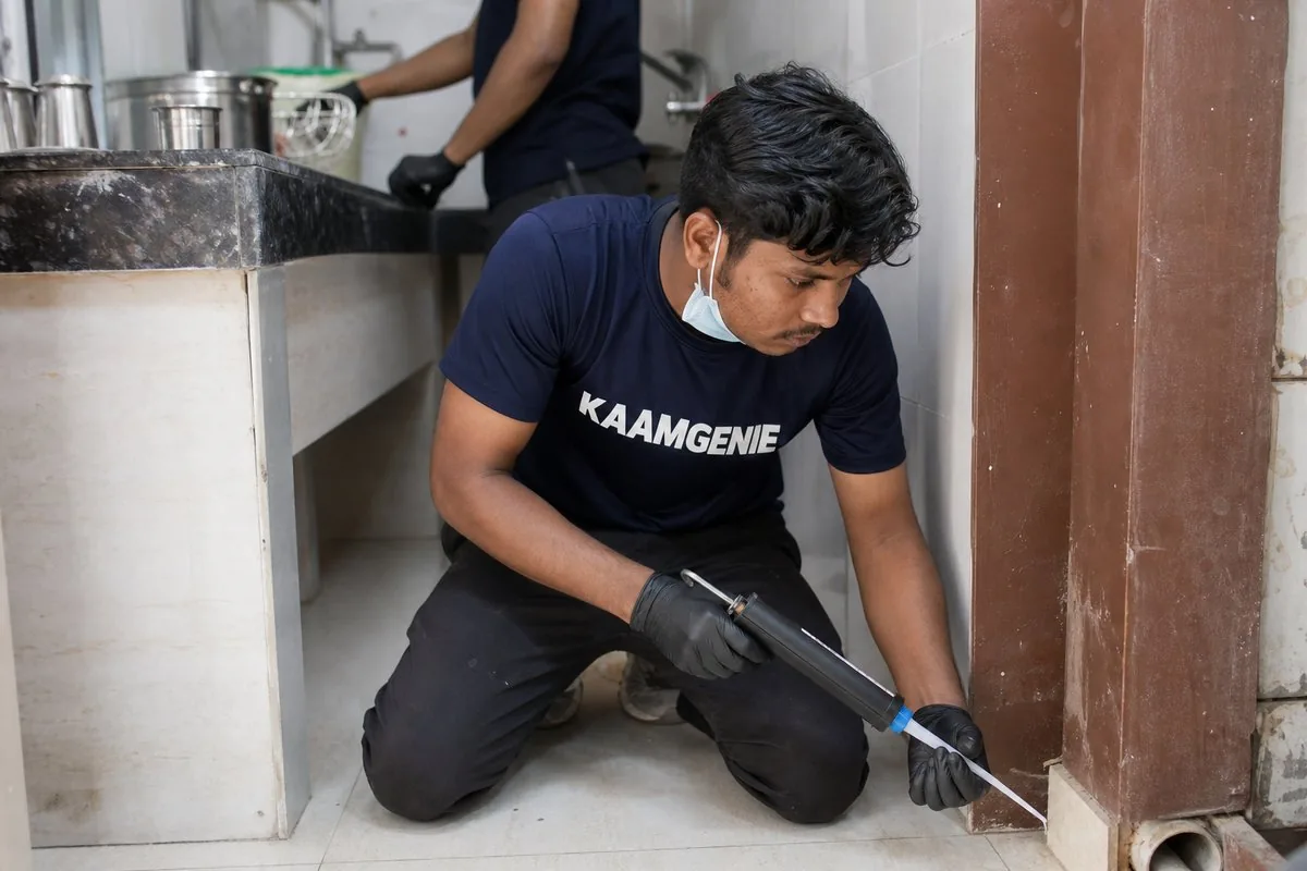 KaamGenie pest control technician treating a Sector 39 property in Faridabad