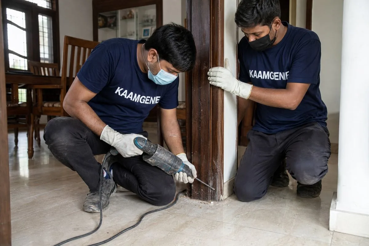 KaamGenie pest control technician treating a Sector 7 property in Faridabad
