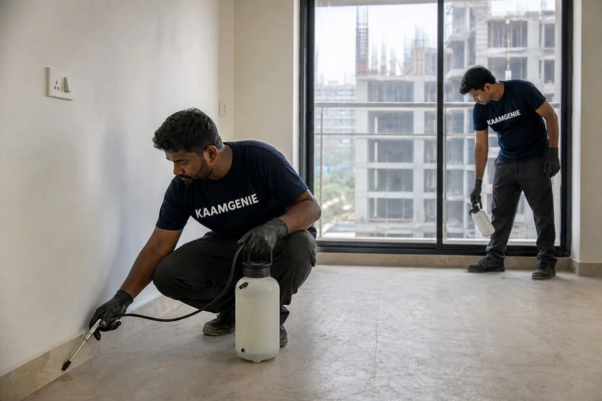 KaamGenie pest control technician treating a Sector 86 property in Faridabad
