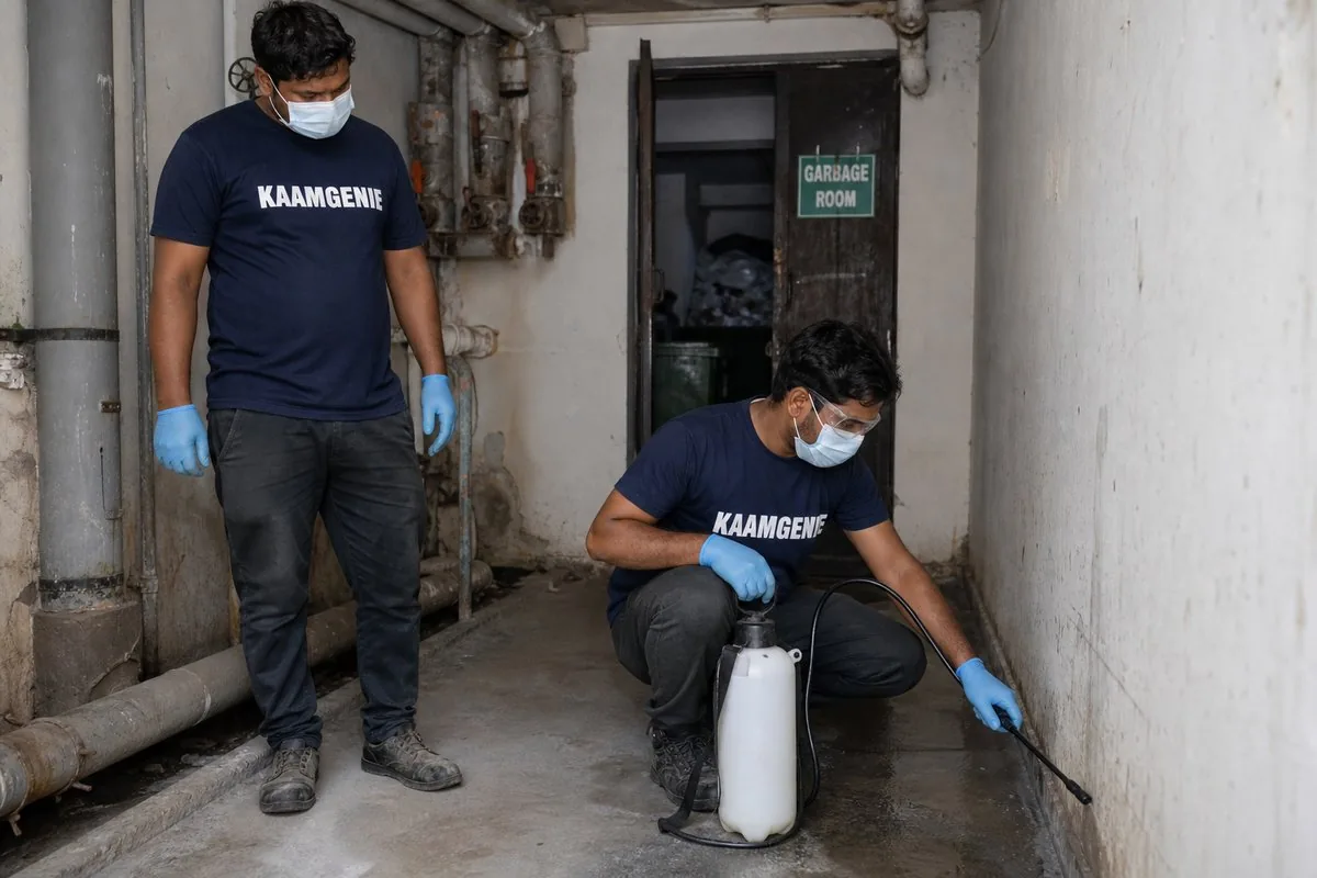 KaamGenie pest control technician treating a Sector 87 property in Faridabad