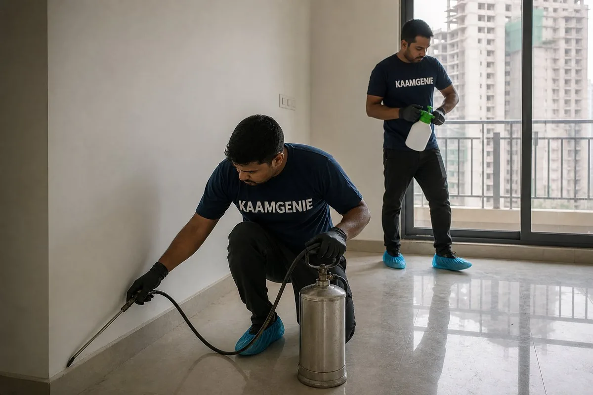 KaamGenie pest control technician treating a Sector 88 property in Faridabad