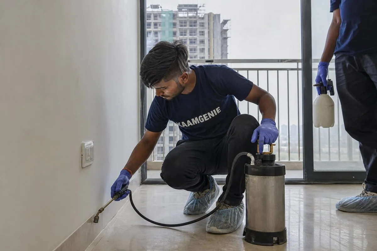 KaamGenie pest control technician treating a Sector 89 property in Faridabad