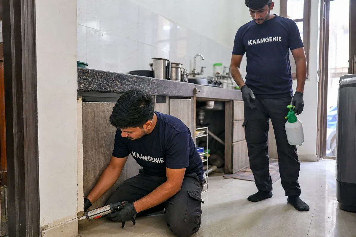 KaamGenie pest control technician treating a Sector 9 property in Faridabad