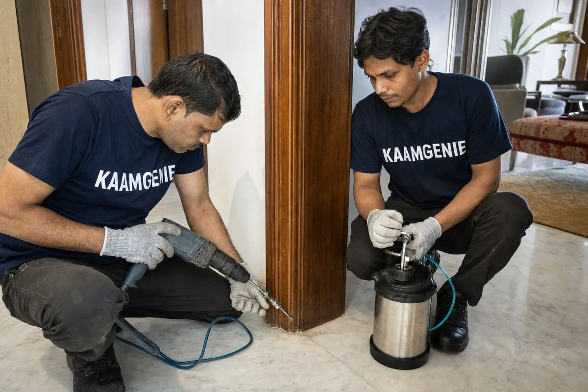 KaamGenie pest control technician treating a Greater Kailash property in South Delhi