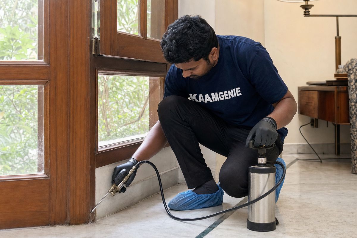 KaamGenie pest control technician treating a Green Park property in South Delhi