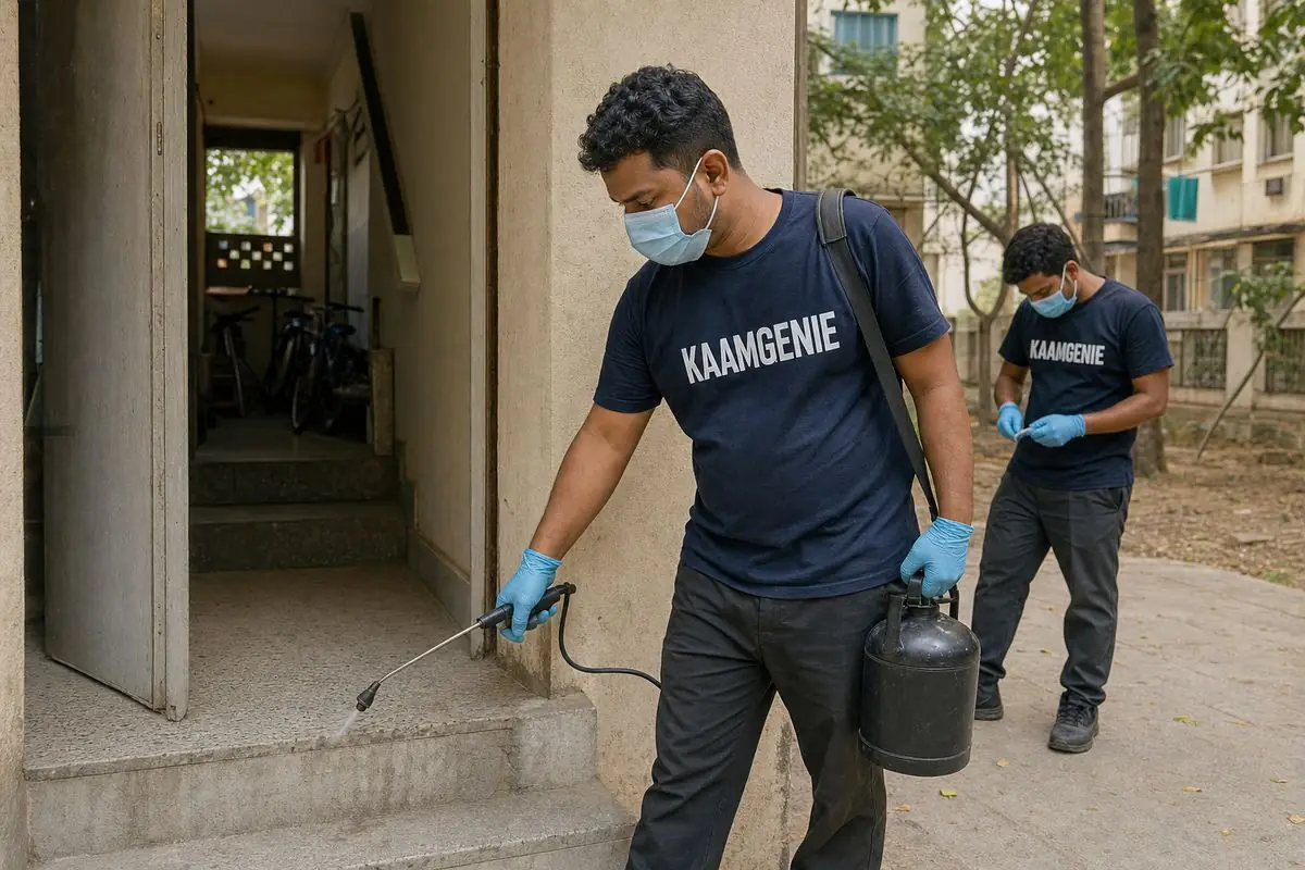 KaamGenie pest control technician treating a Laxmibai Nagar property in North & Central Delhi