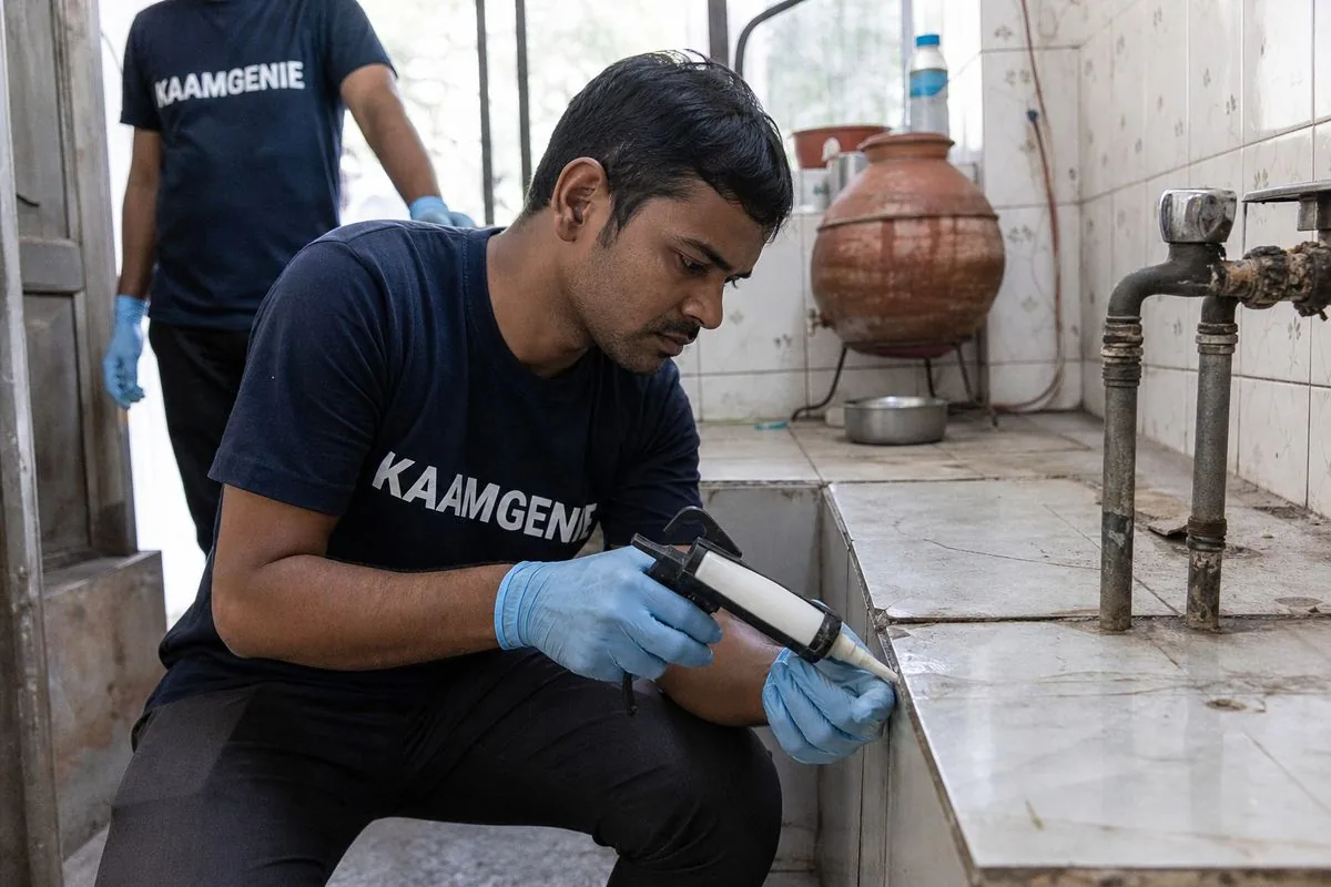 KaamGenie pest control technician treating a Lodhi Colony property in Central Delhi