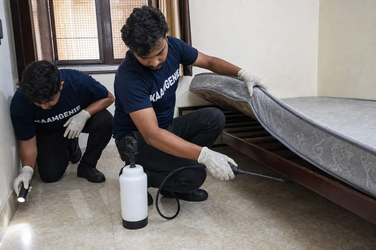 Residential building in a Delhi student-housing belt where KaamGenie runs whole-property pest control for a PG