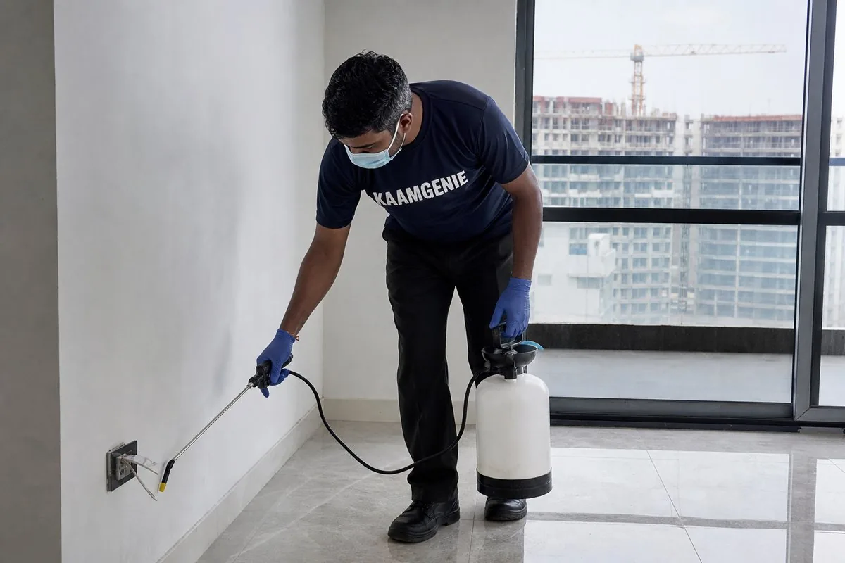 KaamGenie pest control technician treating a Noida Extension property in Noida