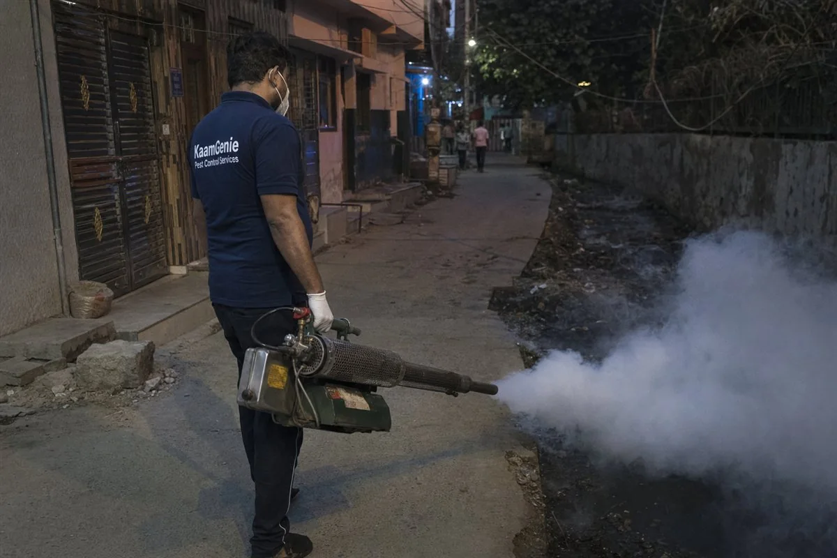 KaamGenie pest control technician treating a Rajgarh Colony property in East Delhi