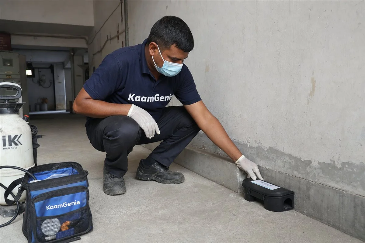 KaamGenie pest control technician treating a Rohini Sector 36 property in North-West Delhi