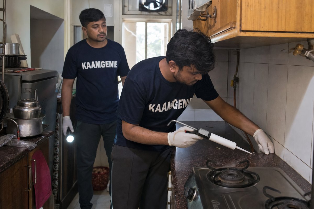KaamGenie pest control technician treating a Safdarjung Enclave property in South Delhi
