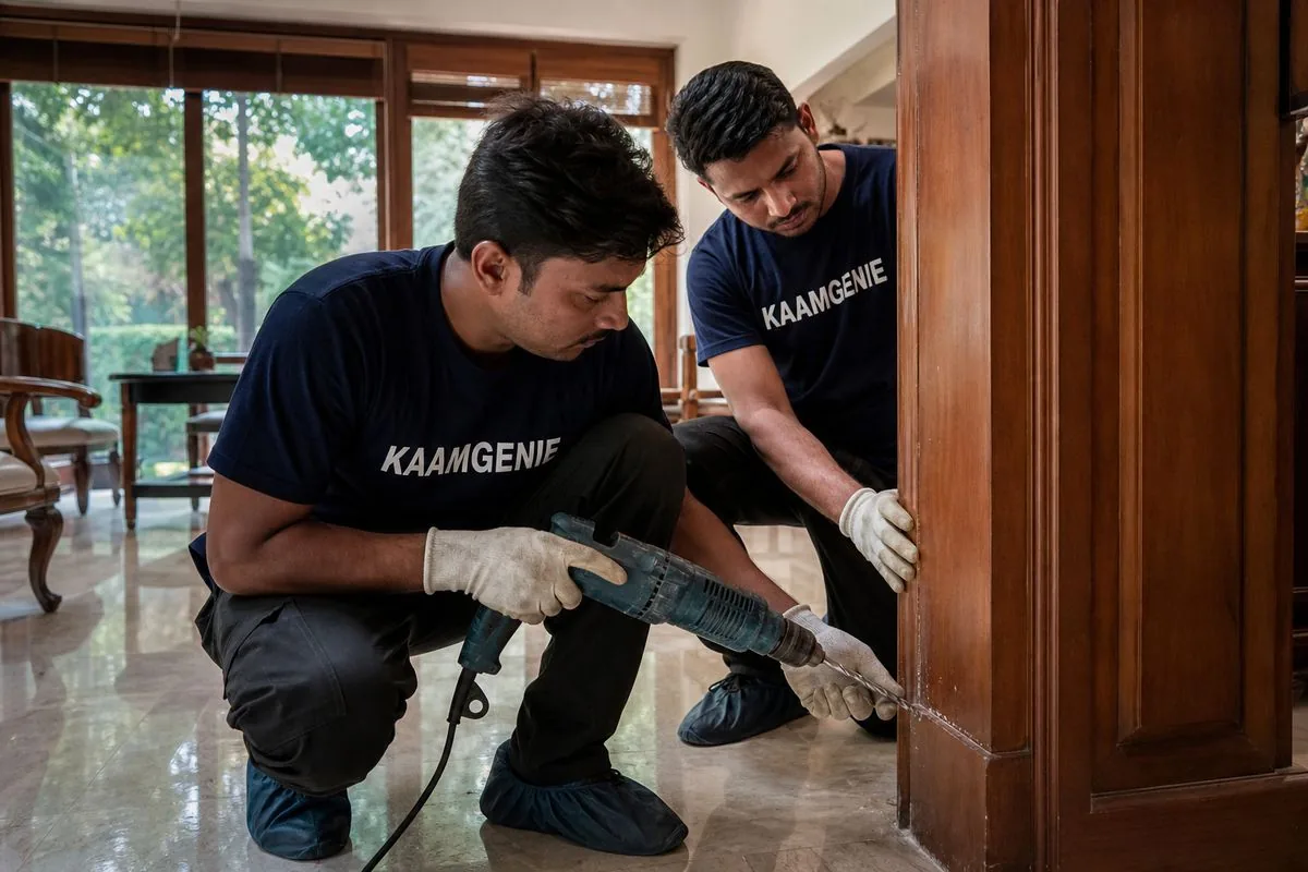 KaamGenie pest control technician treating a Sainik Farms property in South Delhi