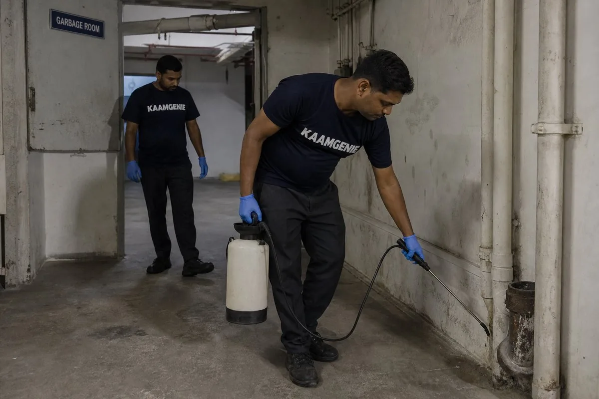 KaamGenie pest control technician treating a Sector 100 property in Noida