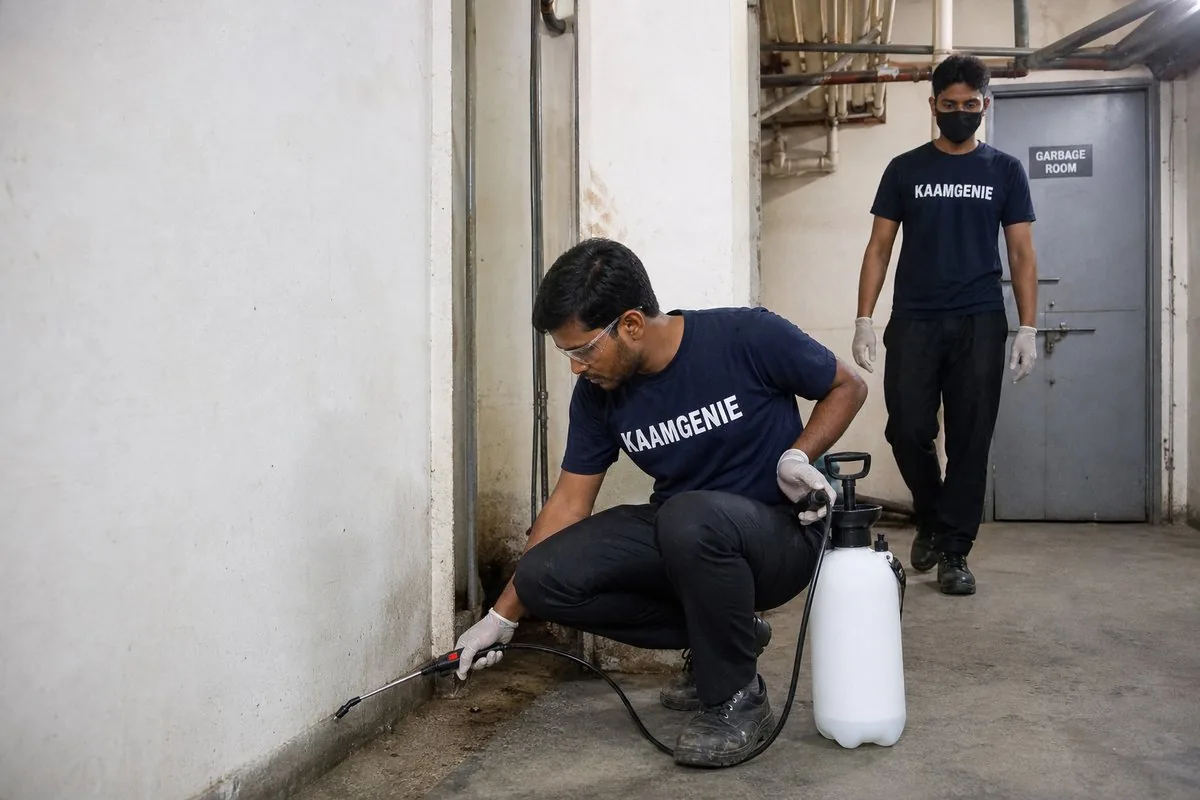 KaamGenie pest control technician treating a Sector 110 property in Noida