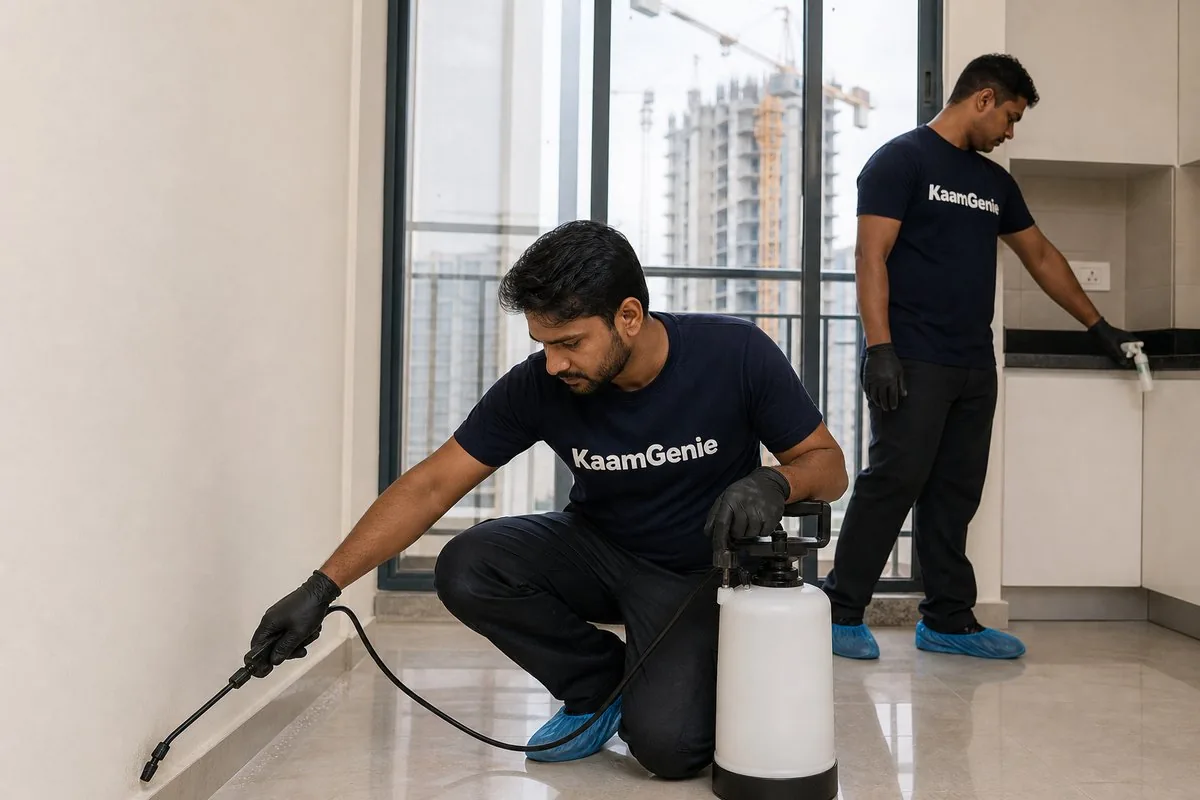 KaamGenie pest control technician treating a Sector 119 property in Noida
