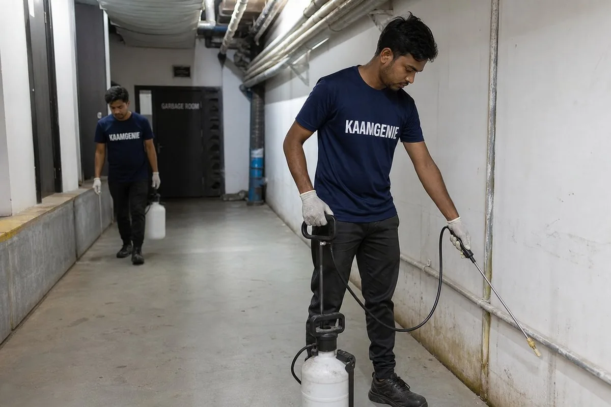 KaamGenie pest control technician treating a Sector 120 property in Noida