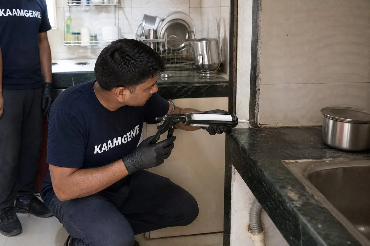 KaamGenie pest control technician treating a Sector 21 property in Gurgaon