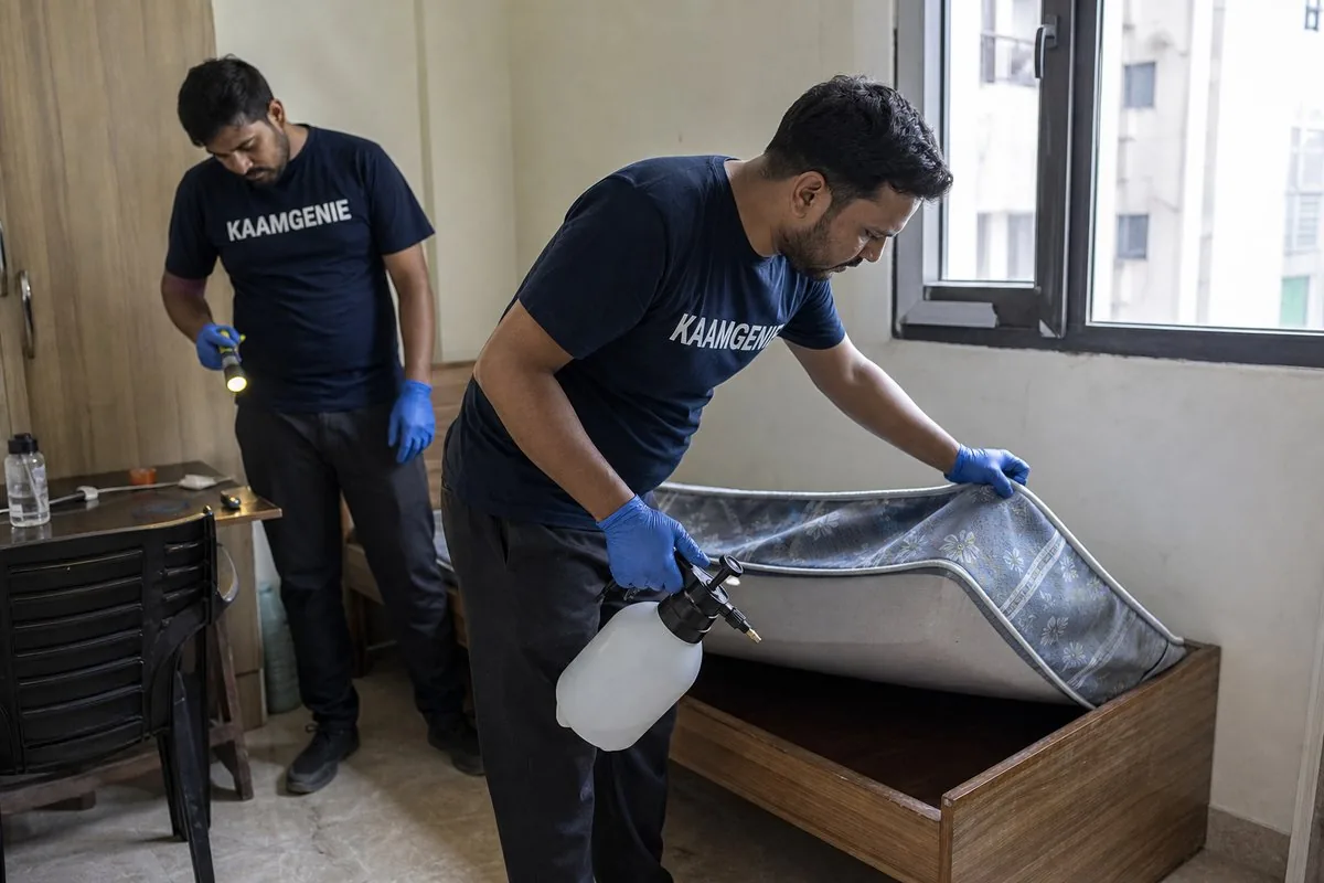 KaamGenie pest control technician treating a Sector 22 property in Gurgaon