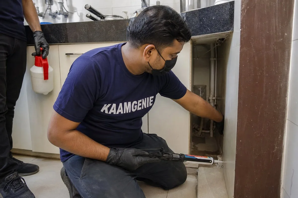 KaamGenie pest control technician treating a Sector 23 property in Gurgaon