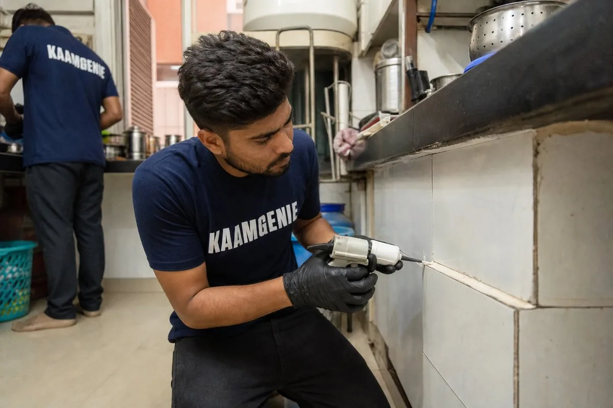 KaamGenie pest control technician treating a Sector 26 property in Noida