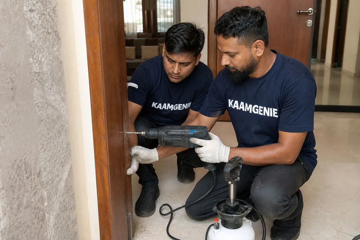 KaamGenie pest control technician treating a Sector 27 property in Noida