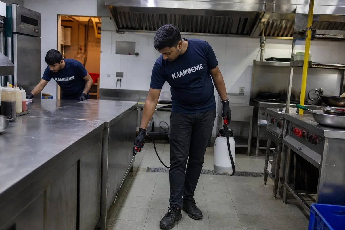 KaamGenie pest control technician treating a Sector 29 property in Noida
