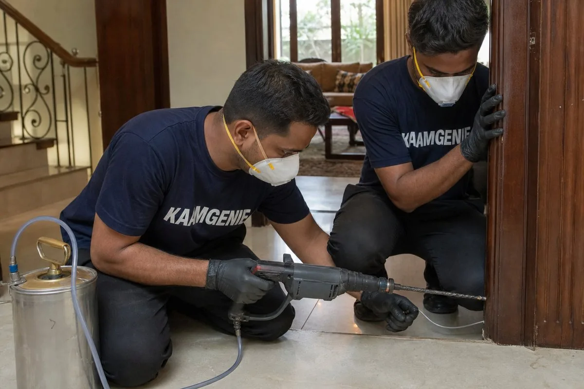 KaamGenie pest control technician treating a Sector 40 property in Gurgaon