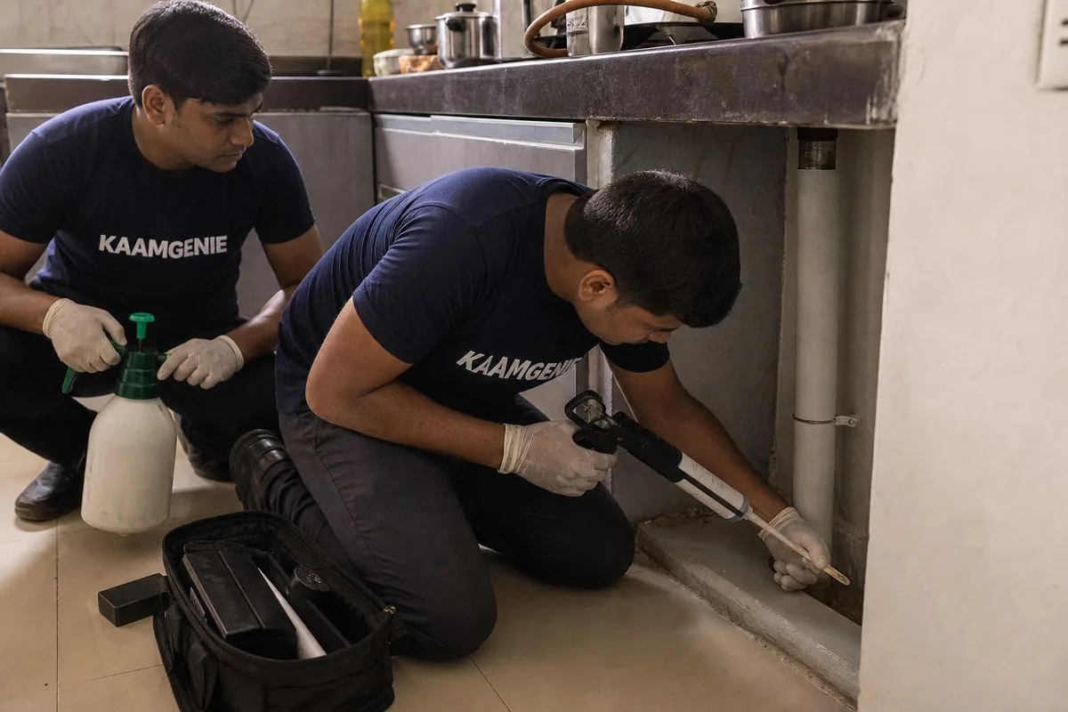 KaamGenie pest control technician treating a Sector 46 property in Gurgaon