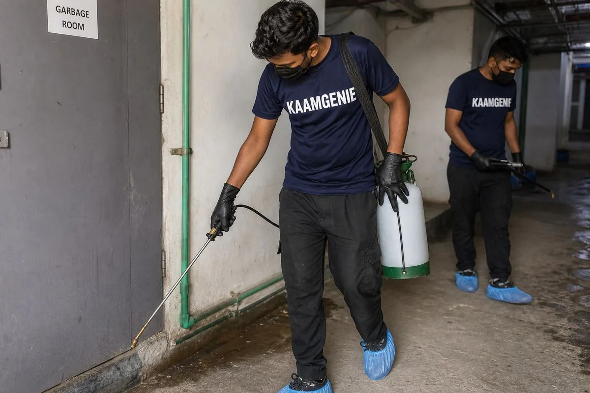 KaamGenie pest control technician treating a Sector 47 property in Gurgaon