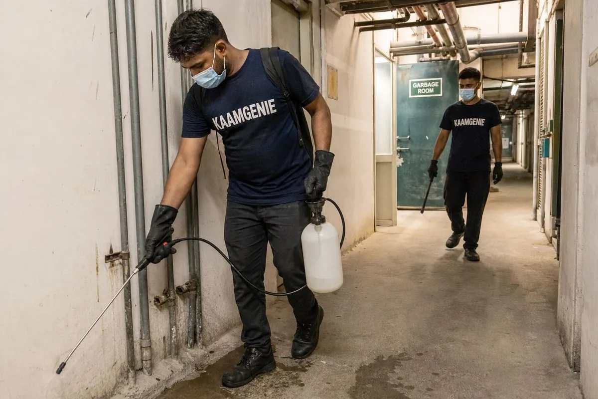 KaamGenie pest control technician treating a Sector 51 property in Gurgaon